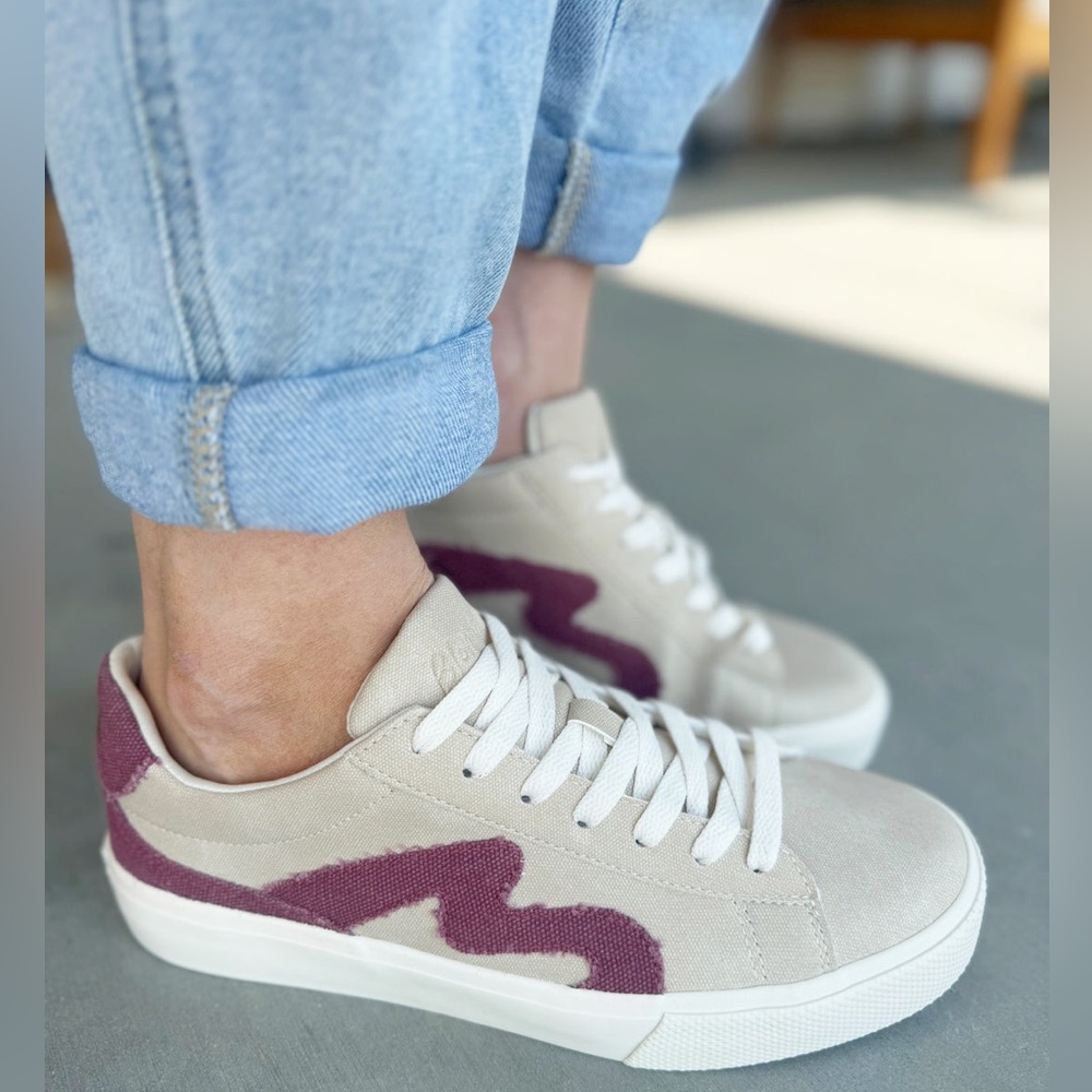 Blowfish Malibu Women's Vice Sneaker in Cream and Burgundy